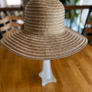 Tan Woven Sun Hat with Medium Brim